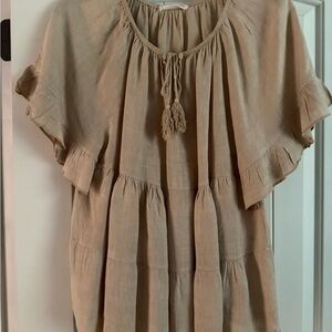 Chocolate Beige Ruffle Sleeve Blouse